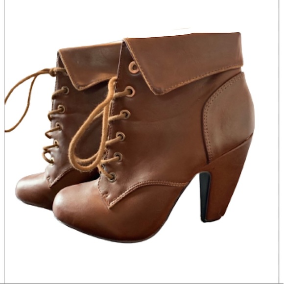 Dollhouse Shoes - Dollhouse | Women’s Lace-Up Brown Heel Booties